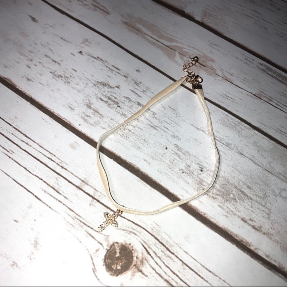 Jewelry - FREE WITH BUNDLE Nude Velvet Choker with Cross